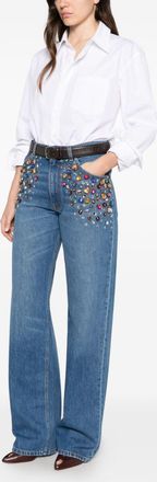 Stella McCartney Crystal-Embellished Denim Jeans - Blue
