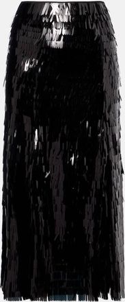 Self Portrait Sequined high-rise midi skirt