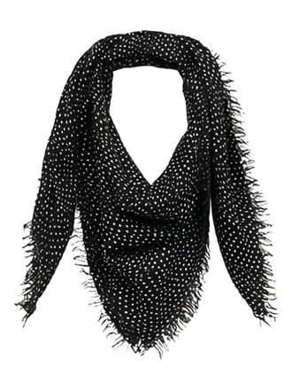 Isabel Marant Alecia polka-dot fringed scarf - women - Cashmere/Silk - One Size - Black