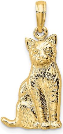 Diamond2Deal 10k Yellow Gold Textured Sitting Cat Charm