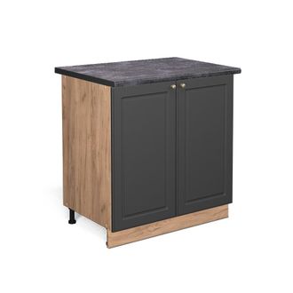 Vicco Armario Bajo Para Fregadero Fame-line, Antracita-oro, 80 Cm Con Estante, Et Antracita, Vicco