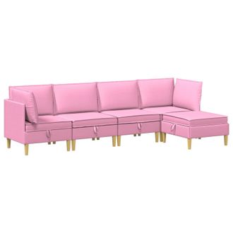 vidaXL Juego De Sof&aacute; Modular Con Almacenamiento 5 Pcs Rosa Tela Vidaxl