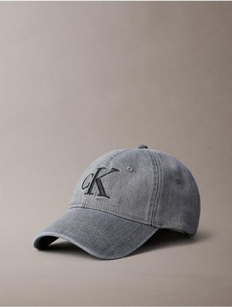Calvin Klein Mens Denim Monogram Cap - Grey