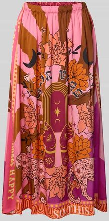 Miss Goodlife Midirock aus Viskose mit elastischem Bund in Pink, Größe XL