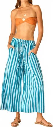 Natalie Martin Lauren Chic Lounge Pants. In Batik Stripe Pool