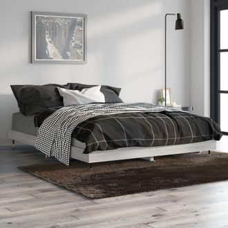 vidaXL Vidaxl - Estructura De Cama Madera De Ingenier&iacute;a Gris Sonoma 135x190 Cm