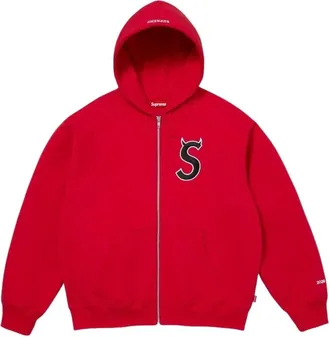 SUPREME SS26 Devil S Logo Zip Up Hooded Sweatshirt Red SUP-SS26-134-RED