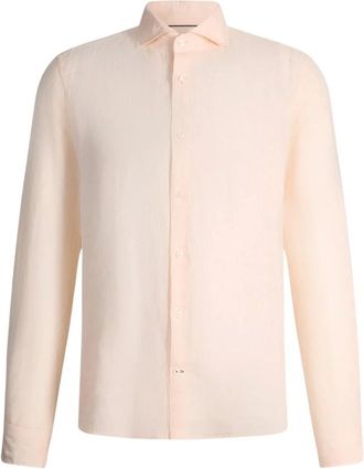 Joop Overhemden, Heren, Roze, 3Xl, Leer, Lichtgewicht Getailleerd Linnen Overhemd