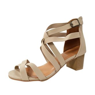 Generic Womens Sandals with Heel, Elegant, Summer Shoes, Womens Comfortable Closed, Non-Slip Block Heel, Womens Sandals, Buckle Straps, Hollow Toes, Womens Sh