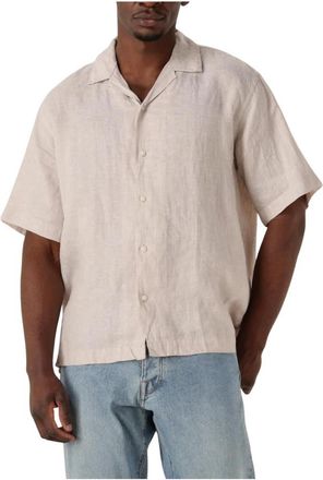 Selected Overhemden, Heren, Beige, XL, Beige Casual Short Sleeve Shirt Resort