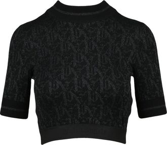 Palm Angels Truien & Vesten, Dames, Zwart, S, Polyester, Korte lam&eacute; trui