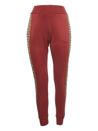 Fendi jersey logo band trousers - Red