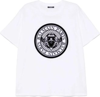 Balmain Munt Flock Monochrome T-shirt - Heren - T-shirts - Wit - M - Tops