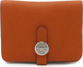 Herm&egrave;s Dogon Orange Togo Leather Coin Purse/Coin Case (Pre-Owned)