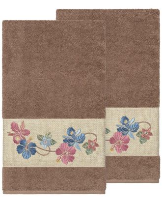 Linum Home Textiles 100% Turkish Cotton Caroline 2Pc Embellished Bath Towel Set