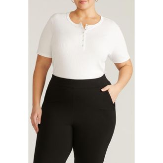 Universal Standard Stove Pipe Cotton Rib Henley in White at Nordstrom, Size Xl