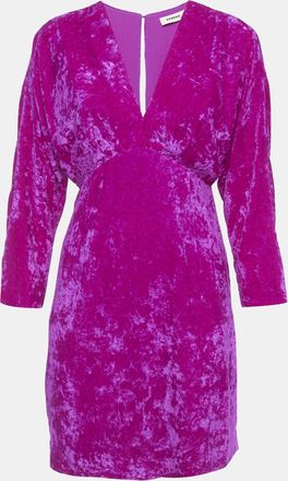 Sandro Fuchsia Velvet V-Neck Mini Dress