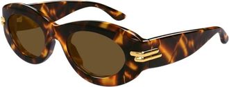 Bottega Veneta Ronde zonnebril - Dames - Zonnebrillen - Bruin - 51 MM - Nylon - Accessoires
