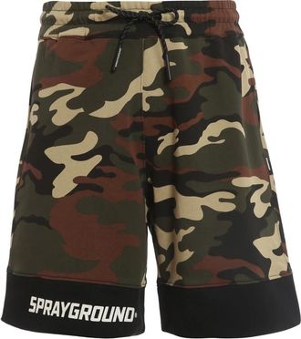 Sprayground Stijlvolle Camouflage Shorts in Multi Groen - Heren - Korte Broeken - Veelkleurig - M - Katoen - Korte Broeken