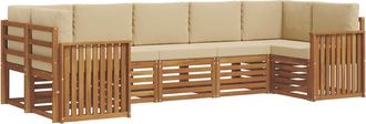 vidaXL Conjunto De Sof&aacute;s De Exterior 7 Uds. Natural Y Beige Vidaxl