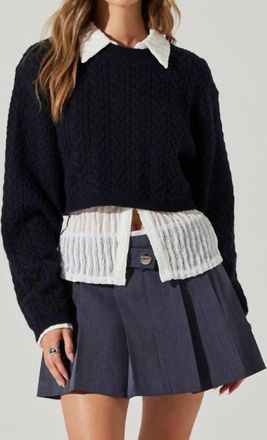 Astr Jorah Crop Sweater In Midnight