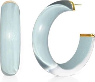 Gold & Honey Womens Small Illusion Lucite Hoop Earrings In Neutrals In Grey