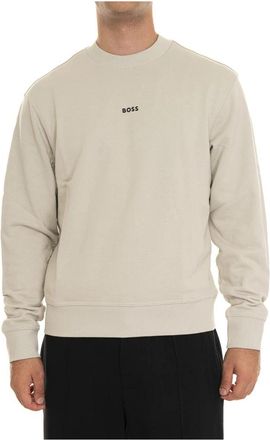HUGO BOSS Sweatshirt met ronde hals en klein logo - Heren - Sweatshirts - Beige - 2XL - Katoen - Hoodies & sweatvesten