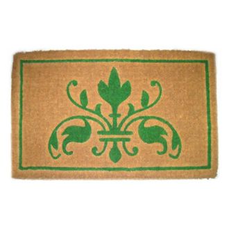 Imports Decor Green Insignia Printed Coir Door Mat, Handwoven Outdoor Entry Mat with Anti-Slip Backing