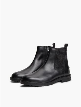 Tommy Hilfiger Mens Leather Chelsea Boot - Black - US 11.5 / EU 45
