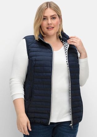 Sheego Steppweste SHEEGO, Damen, Gr. 40, blau (nachtblau), 100% Polyester, unifarben, Westen Steppweste