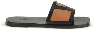 Valentino Garavani Black Calf Leather Bos Taurus Flat Mens Sandals