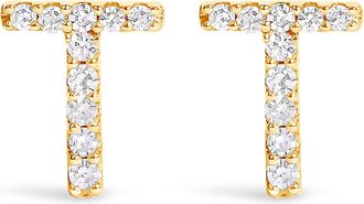 House of Brilliance 10K Gold 1/10 Cttw Diamond Initial A to Z Stud Earring
