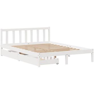 vidaXL Bed Frame without Mattress White 135x190 cm Double Solid Wood Pine vidaXL
