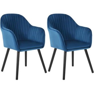 Woltu 2x Sedia da Pranzo Poltroncina per Sala Dattesa Cucina Poltrona Velluto Blu