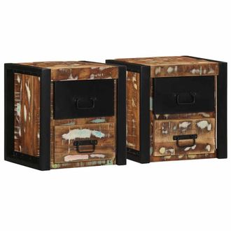 Berkfield Home Bedside Cabinets 2 pcs Multicolour 40x35x40 cm Solid Wood Reclaimed | Size: 40 x 35 x 40 cm