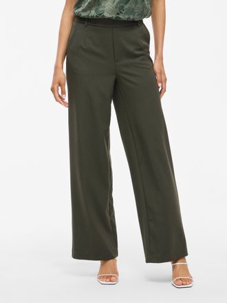 Vila Anzughose VILA VIVARONE HW WIDE PANT - NOOS, Damen, Gr. 34, N-Gr, deep depths, Milano Rib, Obermaterial: 66% Polyester, 28% Viskose, 6% Elasthan, unif
