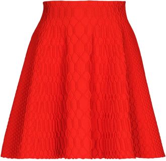 Balmain Uitlopende rok van krokodillenbreisel - Dames - Korte rokken - Rood - 2XS - Polyester - Rokken