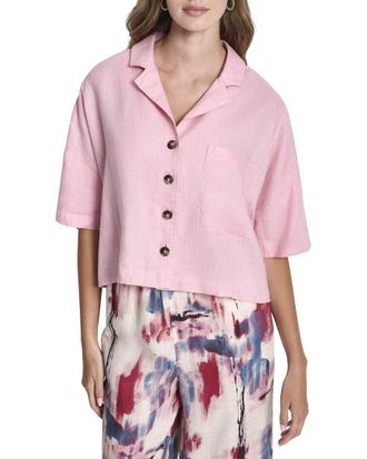 DKNY Dkny Convertible Collar Linen Shirt