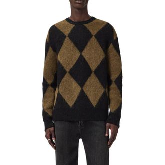 AllSaints Bower Crewneck Sweater in Black/Brown at Nordstrom Rack, Size Xx-Large