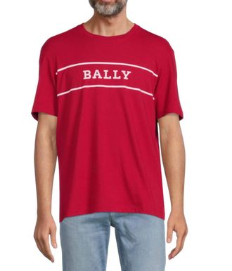 Bally Mens Short Sleeve Printed Logo T-Shirt In Red