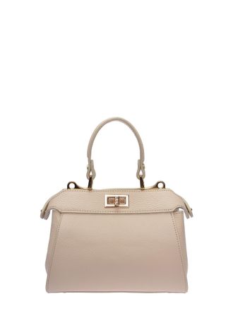 Roberta M Beige Rundleer Tas