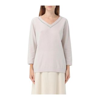Fabiana Filippi Cashmere V-hals Pullover Trui - Dames - Cashmere truien - Wit - M - Truien & Vesten