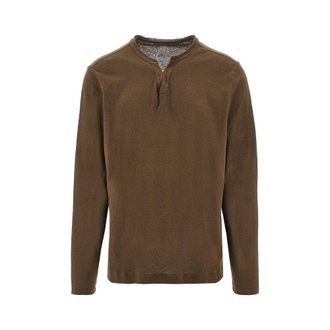 Majestic Filatures Tunisian collar linen blend T-shirt Man S