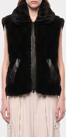 Pinko Hooded Faux Fur Waistcoat with Zip Closure