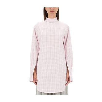Dries Van Noten High Neck Shirt - female - Dries Van Noten - Blouses - Pink - S - Blouses & Shirts