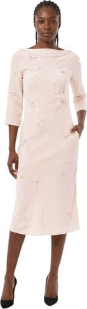 Bernadette Light Pink Embellished Boat Neck Midi Dress