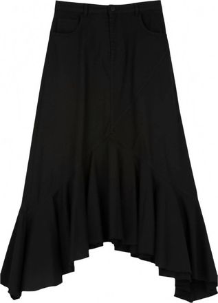 Dixie Womens Frayed Hem Hi Low Ruffle Skirt In Black