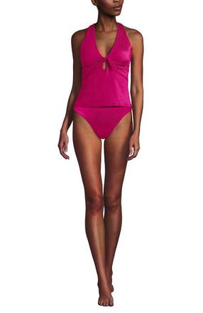 Lands End Shine Ribbed Tankini Top and High Waisted Bottom Swimsuit Set in Riviera Rose Ottoman at Nordstrom, Size X-Large