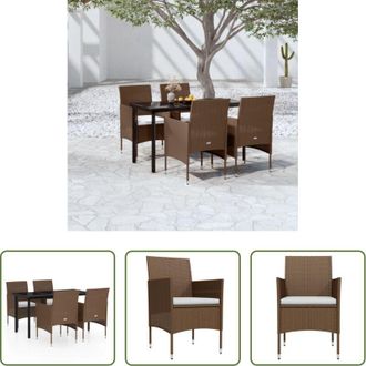vidaXL vidaXL Sedie da giardino - Set da Pranzo da Giardino 5 pz con Cuscini Marrone e Nero