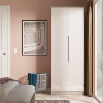 Welcome Furniture Cannes Ready Assembled 2 Door 2 Drawer Wardrobe in Kashmir Gloss & Grey Oak - Welcome Furniture | TJ Hughes
